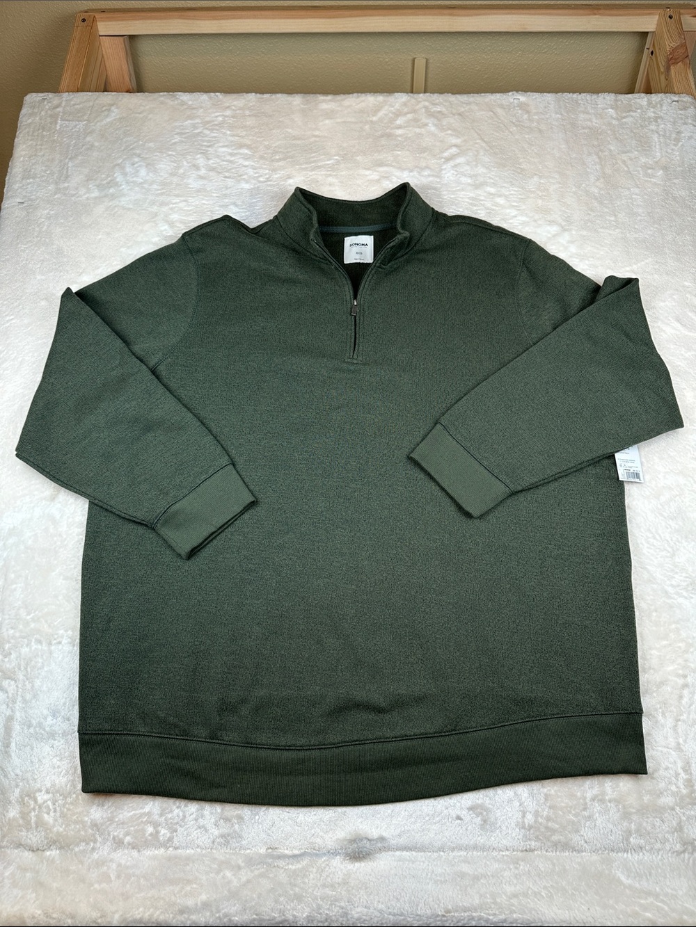 Sonoma Men's Olive Green Quarter-Zip Sweater